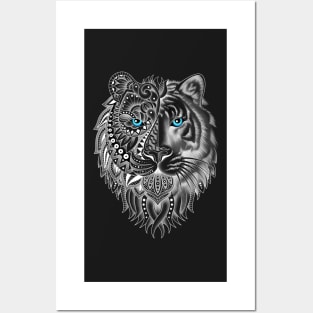 Geometric Tiger (Black) Posters and Art